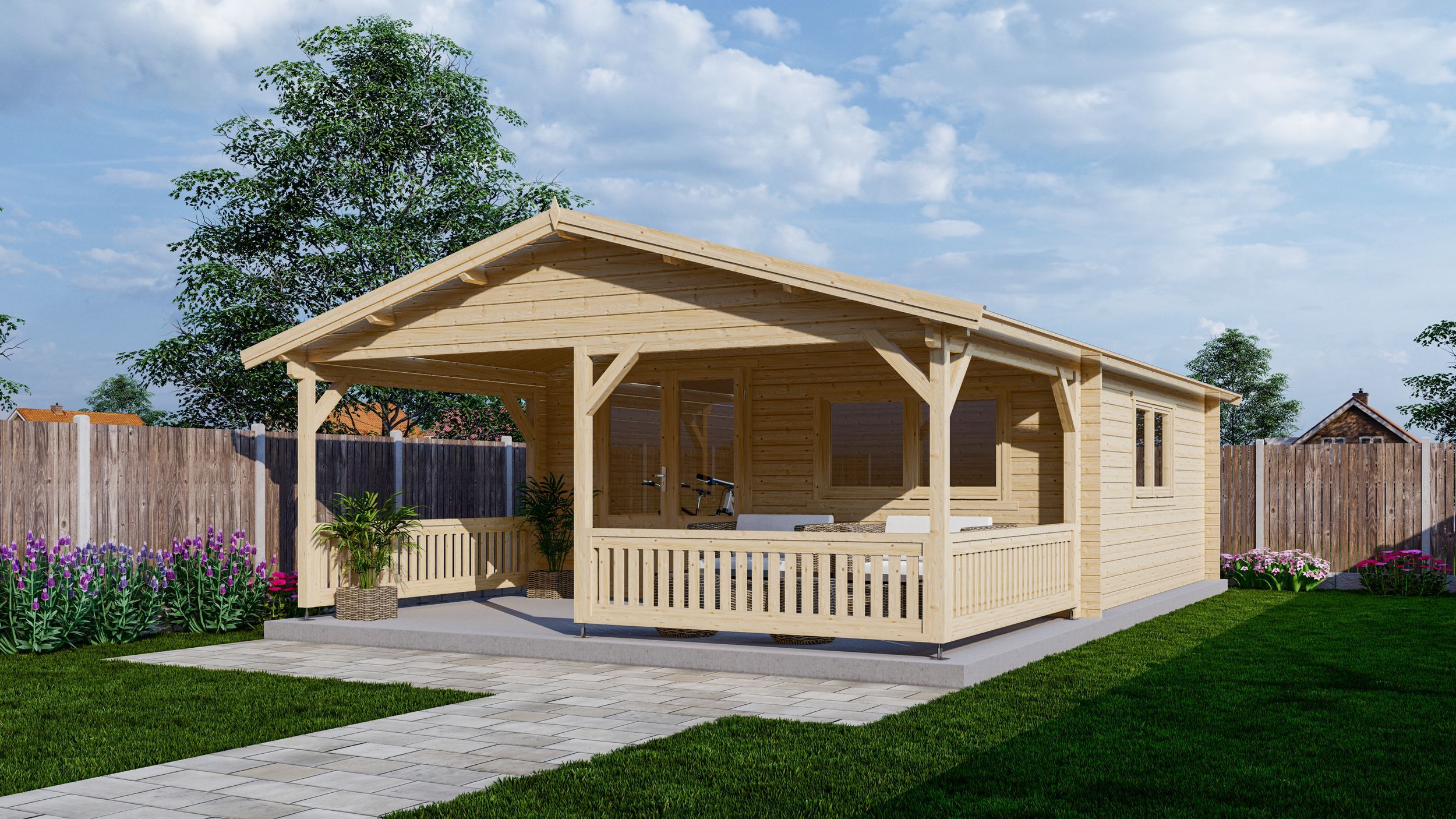 Foto van Interflex blokhut met veranda 5x5+3