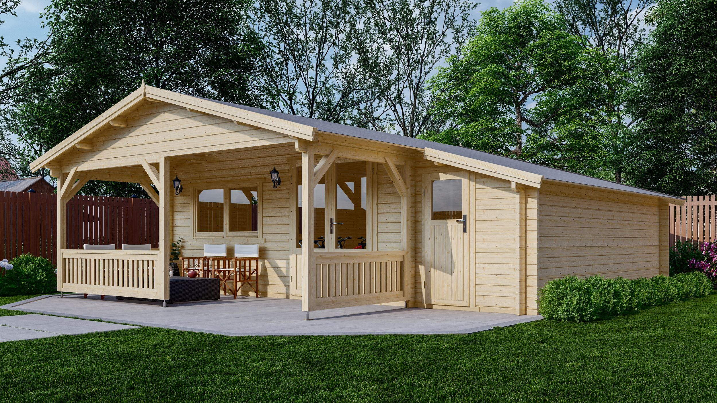 Foto van Interflex blokhut met veranda 5x5+2 Z