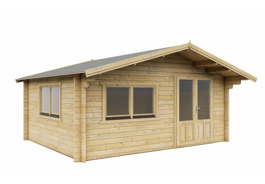 Interflex blokhut 5x4 - geïmpregneerd Foto van Interflex blokhut 5x4 - geïmpregneerd