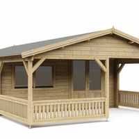 Foto van Interflex blokhut met veranda 5x5+3 - geïmpregneerd