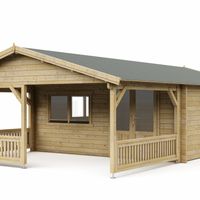 Foto van Interflex blokhut met veranda 5x5+3 - geïmpregneerd