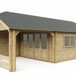 Foto von Interflex Blockhütte Krüppelwalmdach W4x4+3A