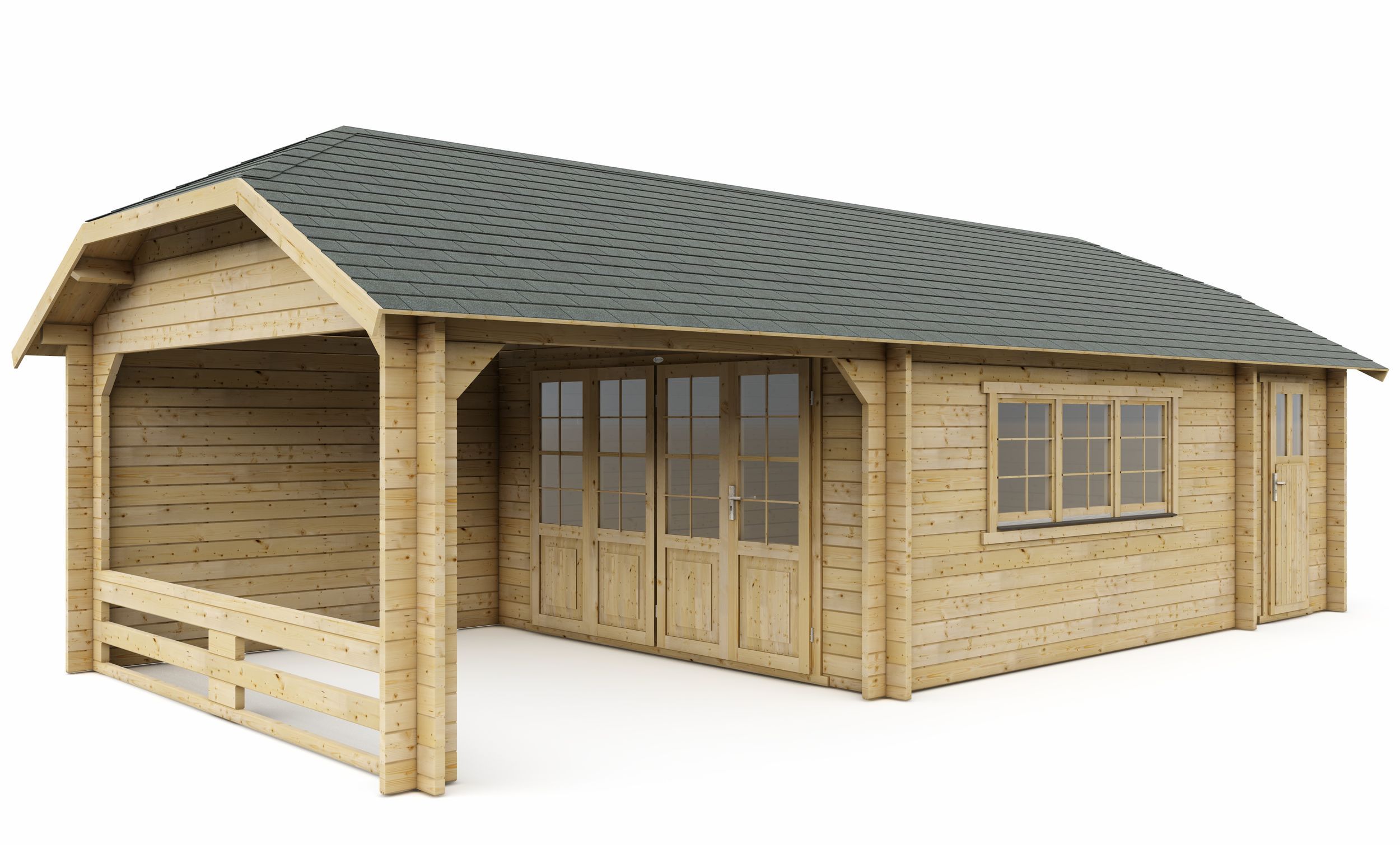 Foto der Interflex Blockhütte Krüppelwalmdach W4x4+3A - Imprägniert