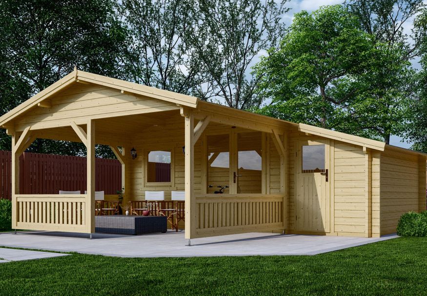 Interflex Blockhütte 4x3+3 Z - exterieur gecoat Foto von Interflex Blockhütte 4x3+3 Z - exterieur gecoat