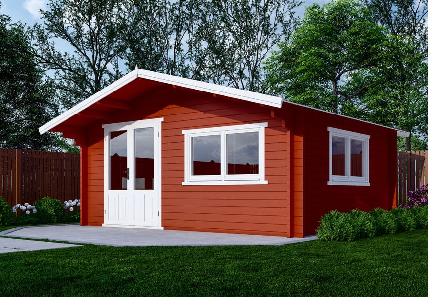 Interflex blokhut 5x4 - exterieur gecoat Foto van Interflex blokhut 5x4 - exterieur gecoat