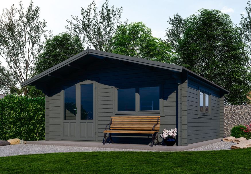 Interflex blokhut 5x5 - exterieur gecoat Foto van Interflex blokhut 5x5 - exterieur gecoat