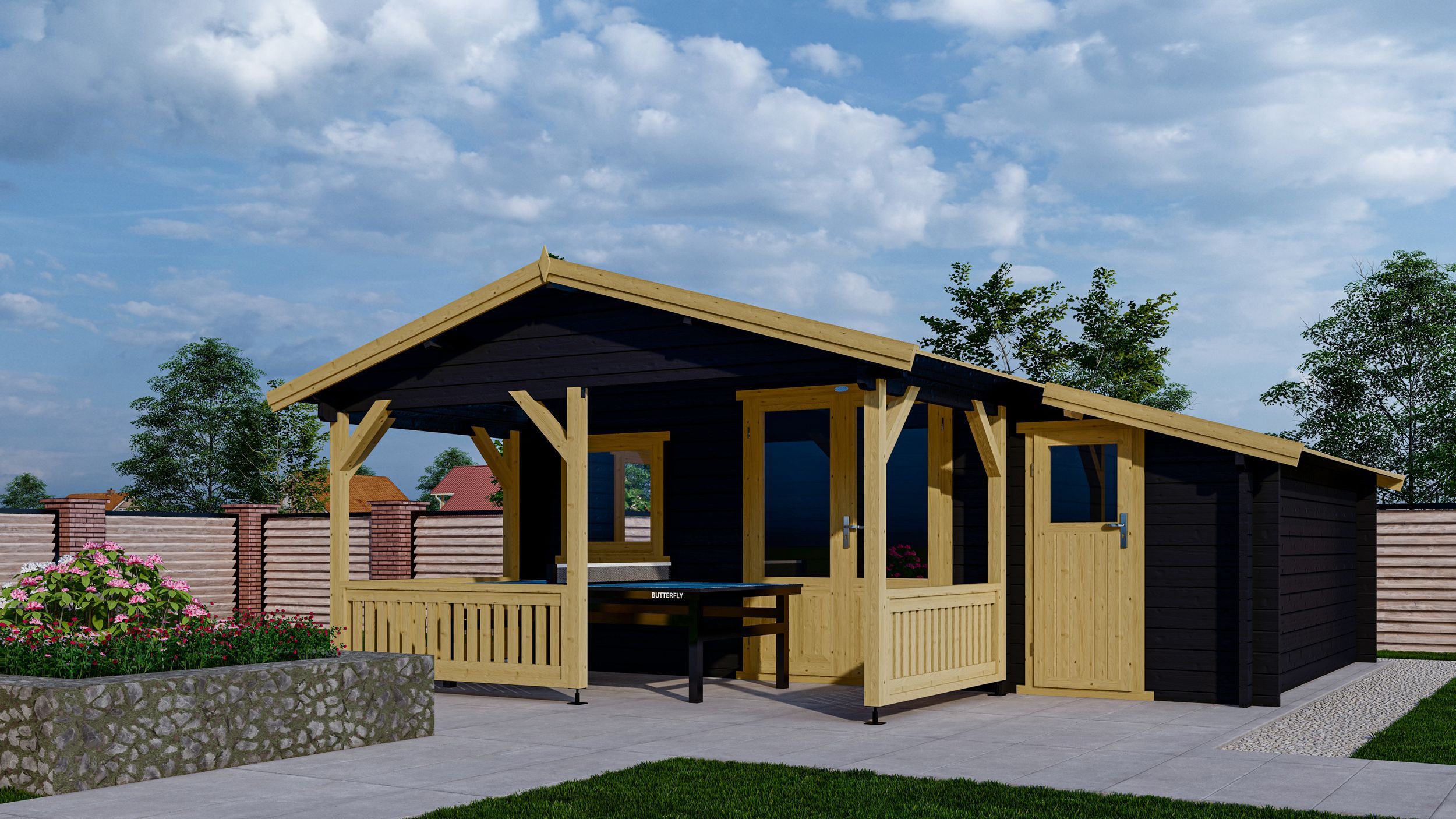 Foto van Interflex Blokhut 4x4+2 Z - Geverfd