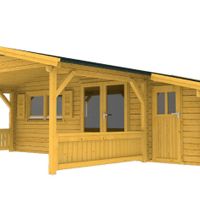 Foto der Interflex Blockhütte mit Terrasse 5x5+3 Z - gestrichen