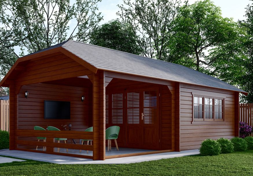 Interflex blokhut wolfskap W4x4+3 - exterieur gecoat Foto van Interflex blokhut wolfskap W4x4+3 - exterieur gecoat