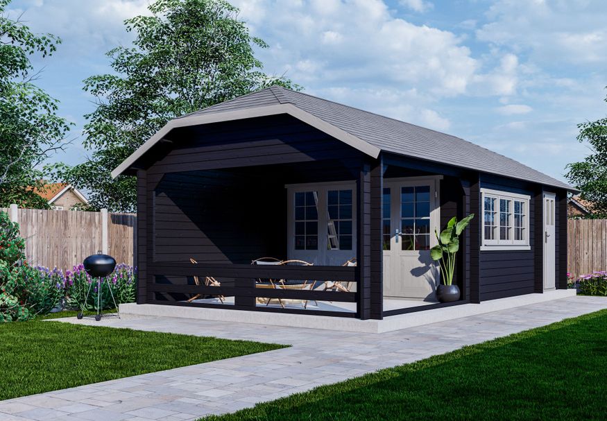 Interflex blokhut wolfskap W4x3+3A - exterieur gecoat Foto van Interflex blokhut wolfskap W4x3+3A - exterieur gecoat