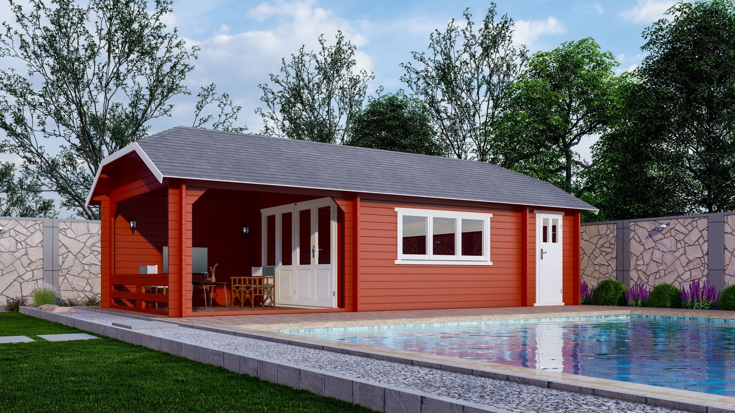 Foto van Interflex blokhut wolfskap W4x4+3A - geverfd