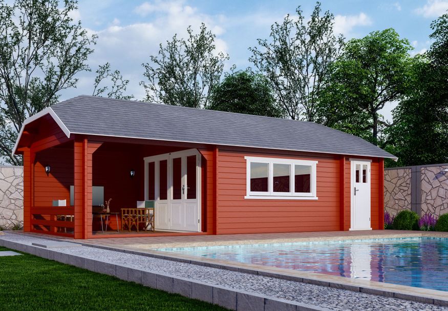 Interflex blokhut wolfskap W4x4+3A - exterieur gecoat Foto van Interflex blokhut wolfskap W4x4+3A - exterieur gecoat