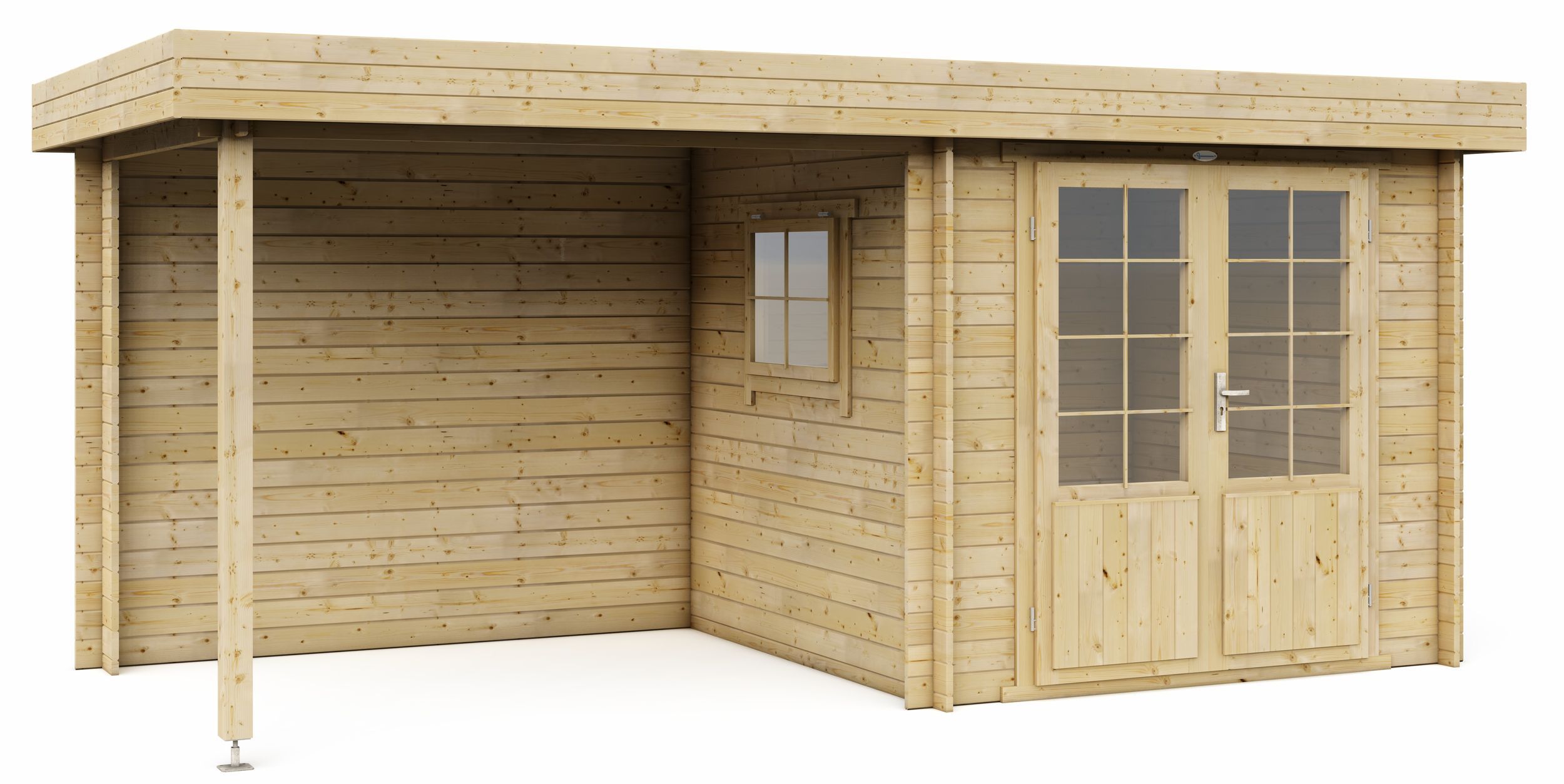 Foto van Interflex blokhut met overkapping 2526 Z - geïmpregneerd