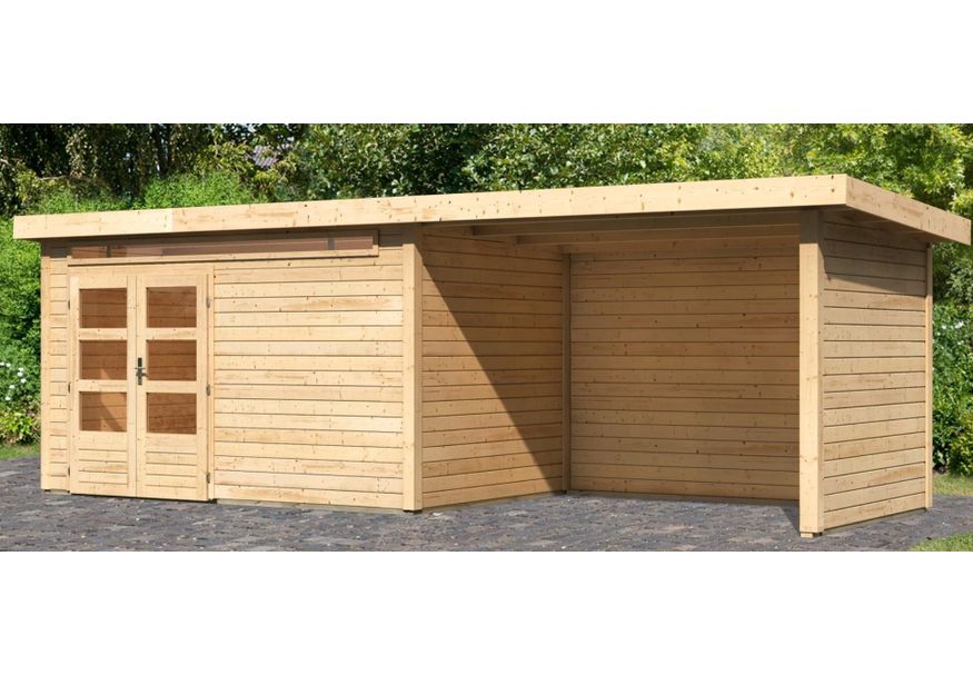 Foto van Karibu Kandern 3 tuinhuis met overkapping 320 cm - zij en achterwand (83004)