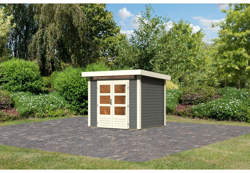 Karibu Kandern 2 tuinhuis - terragrijs (9226) Foto van Karibu Kandern 2 tuinhuis - terragrijs (9226)