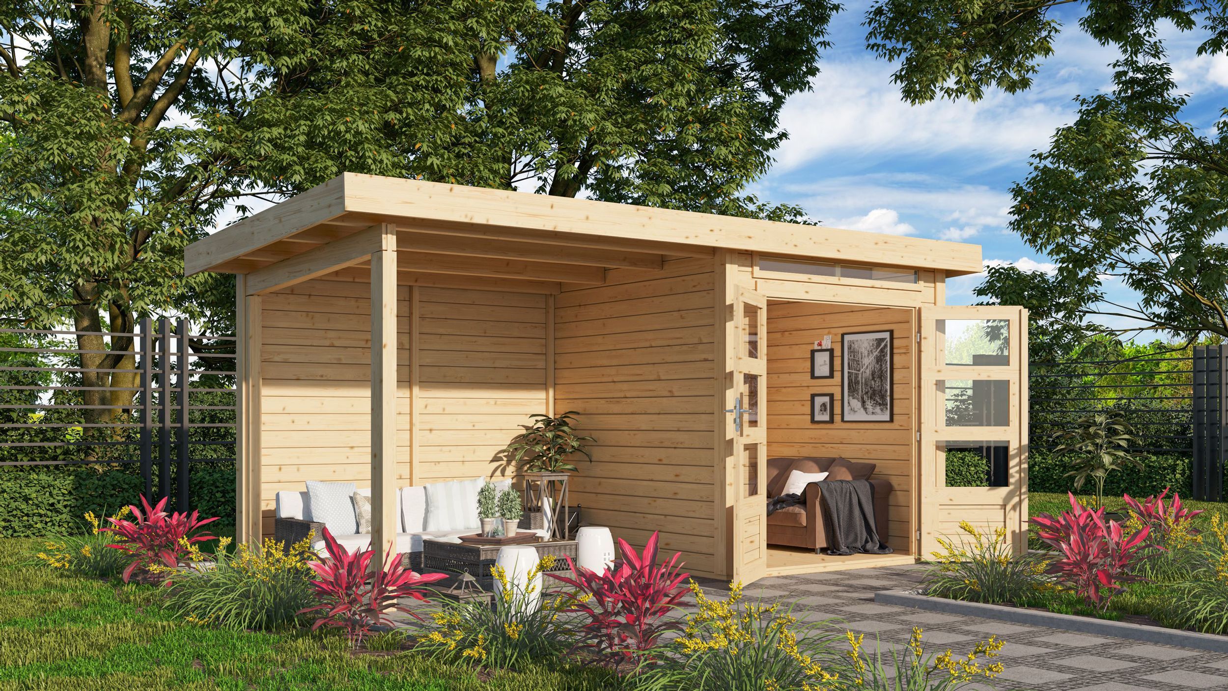 Foto van Karibu 23607 Kandern 1 tuinhuis met overkapping