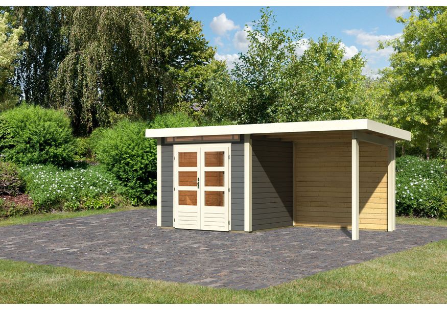 Karibu Kandern 2 Tuinhuis met overkapping 235 cm - achterwand - terragrijs (23611) Foto van Karibu Kandern 2 Tuinhuis met overkapping 235 cm - achterwand - terragrijs (23611)