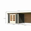 Foto von Karibu Kandern 6 Gartenhaus mit Anbaudach 320 cm - Rückwand - terragrau (9241)
