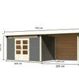 Foto von Karibu Kandern 7 Gartenhaus mit Anbaudach 320 cm - Rückwand - terragrau (9249)