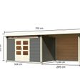 Foto von Karibu Kandern 7 Gartenhaus mit Anbaudach 320 cm - Seite und Rückwand - terragrau (9256)