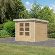 Foto van Karibu tuinhuis Jupiter 3 - Set A - vuren|wit (12288)