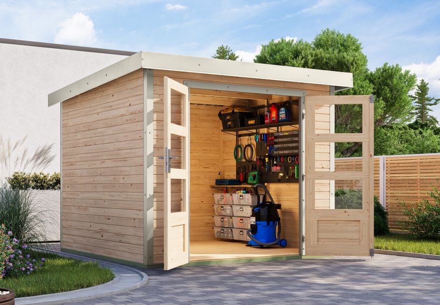 Foto van Karibu tuinhuis Jupiter 3.5 - Set A - vuren|wit (12300)