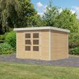 Foto van Karibu tuinhuis Jupiter 4 - Set A - vuren|wit (12312)