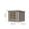 Foto van Karibu tuinhuis Jupiter 3 - Set D - watergrijs|wit (12297)
