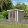 Foto van Karibu tuinhuis Jupiter 3 - Set D - watergrijs|wit (12297)