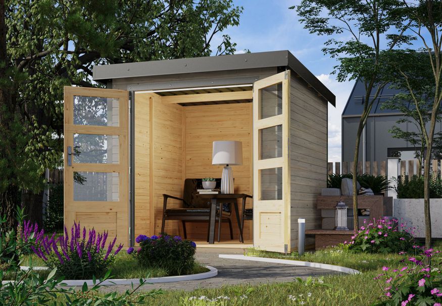 Karibu tuinhuis Jupiter 2 - Set D - watergrijs|grijsaluminium (12287) Foto van Karibu tuinhuis Jupiter 2 - Set D - watergrijs|grijsaluminium (12287)