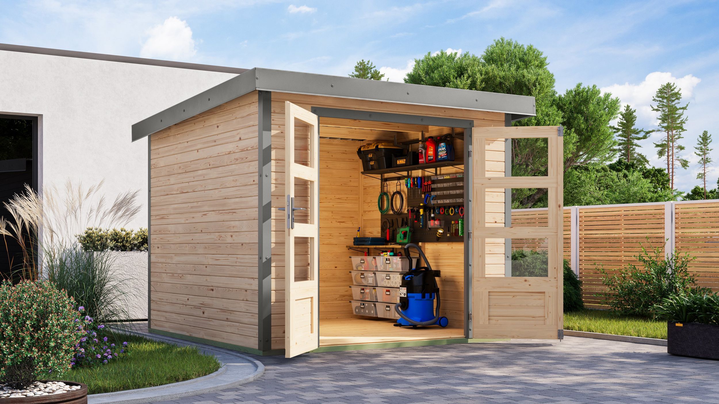 Foto van Karibu 12301 Jupiter 3.5 tuinhuis - vuren|grijsaluminium