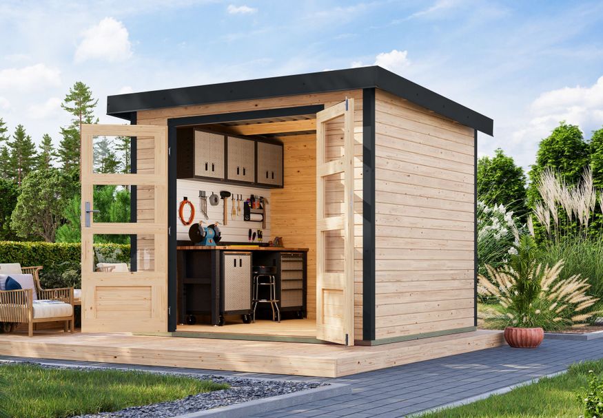 Karibu tuinhuis Jupiter 3 - Set A - vuren|antraciet (12290) Foto van Karibu tuinhuis Jupiter 3 - Set A - vuren|antraciet (12290)