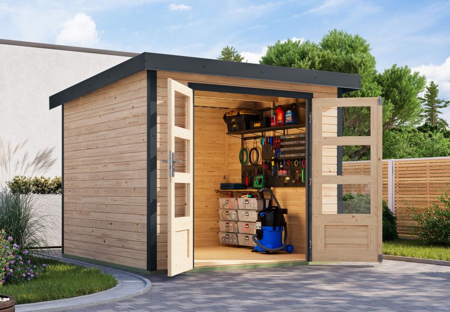 Karibu tuinhuis Jupiter 3.5 - Set A - vuren|antraciet (12302) Foto van Karibu tuinhuis Jupiter 3.5 - Set A - vuren|antraciet (12302)