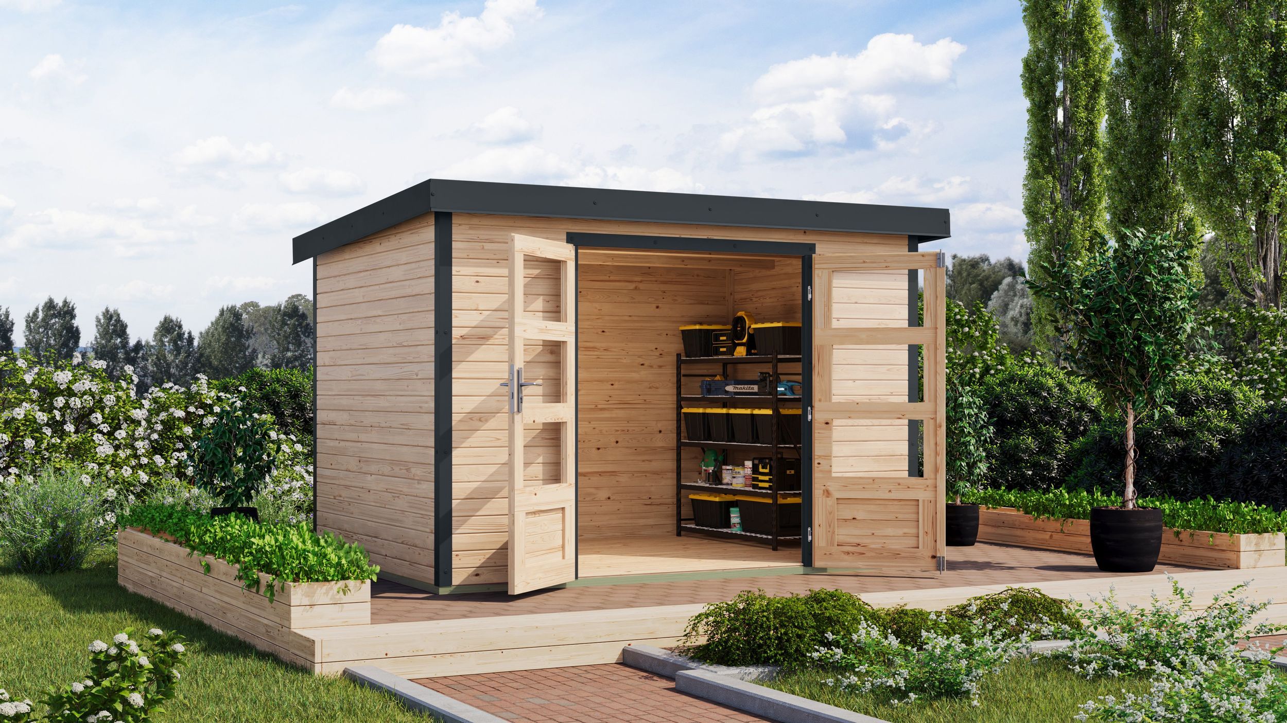 Foto van Karibu 12314 Jupiter 4 tuinhuis - vuren|antraciet