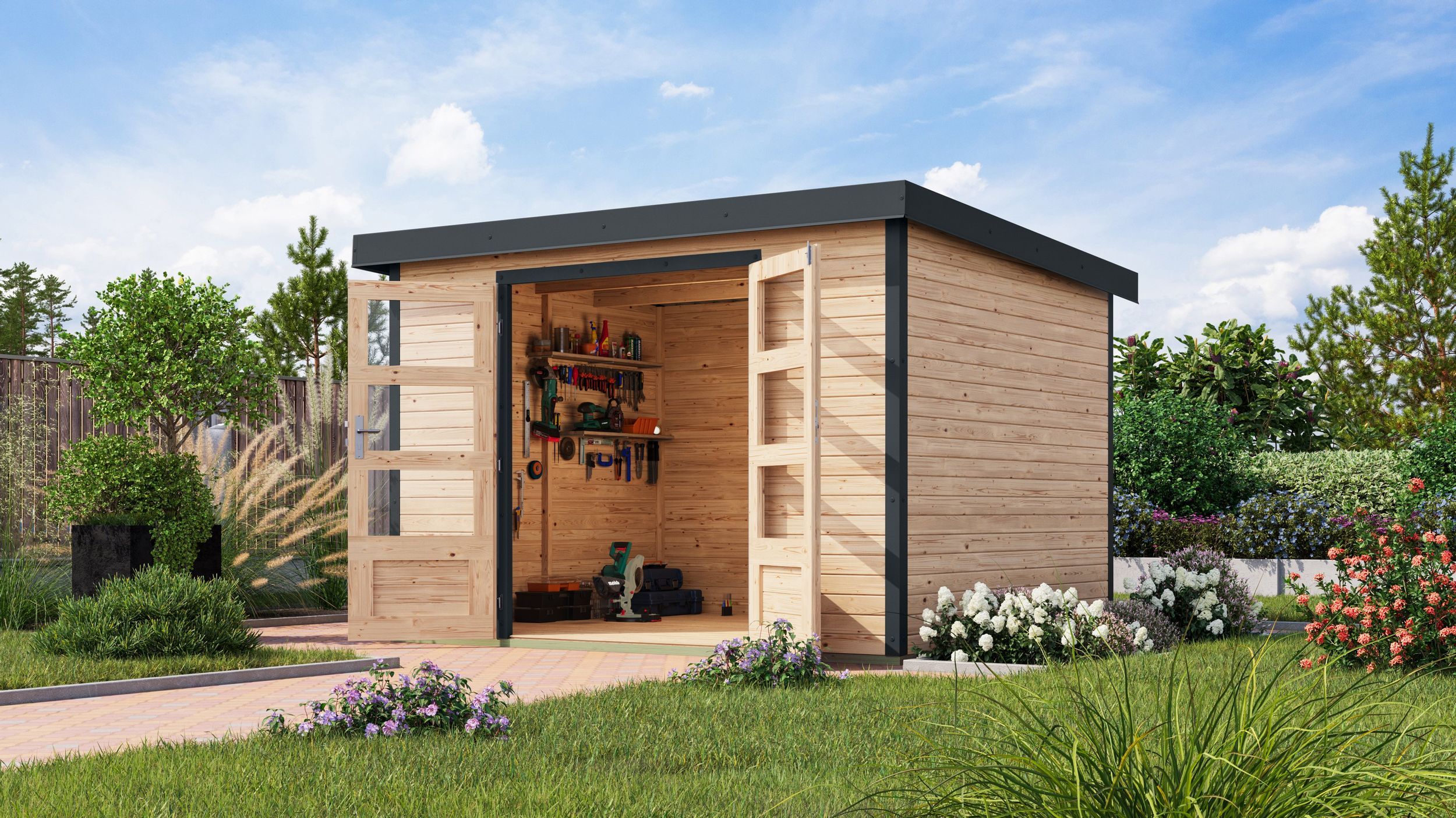 Foto van Karibu 12328 Jupiter 5 tuinhuis - vuren|antraciet