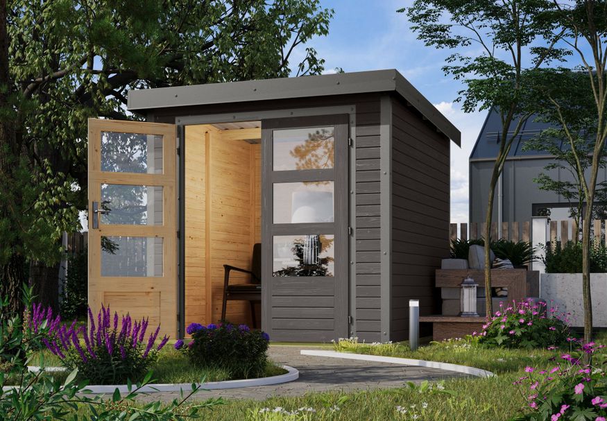 Karibu tuinhuis Jupiter 2 - Set B - terragrijs|grijsaluminium (12285) Foto van Karibu tuinhuis Jupiter 2 - Set B - terragrijs|grijsaluminium (12285)