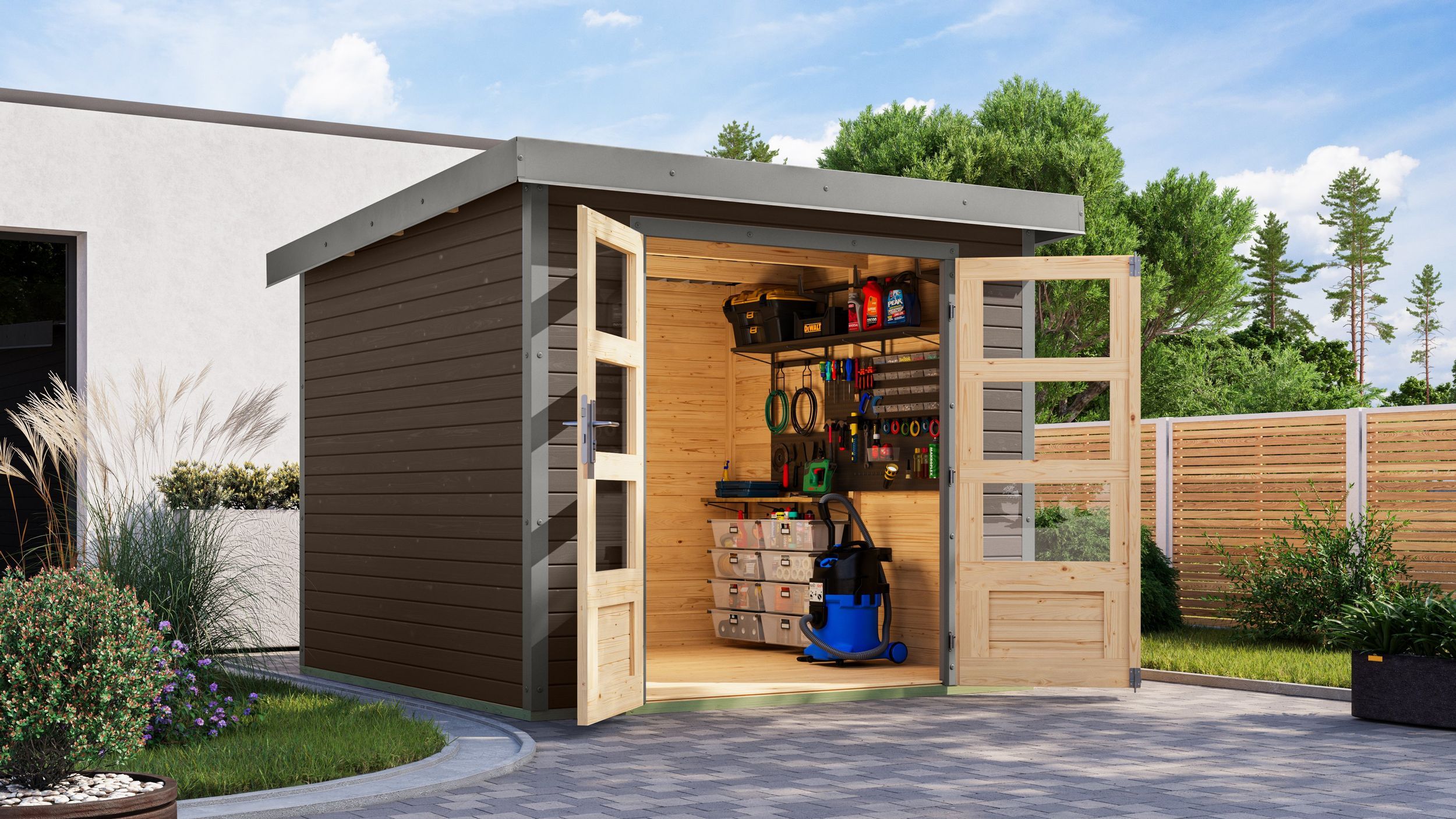 Foto van Karibu 12304 Jupiter 3.5 tuinhuis - terragrijs|grijsaluminium