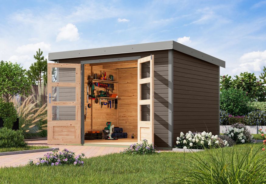 Karibu tuinhuis Jupiter 5 - Set B - terragrijs|grijsaluminium (12330) Foto van Karibu tuinhuis Jupiter 5 - Set B - terragrijs|grijsaluminium (12330)