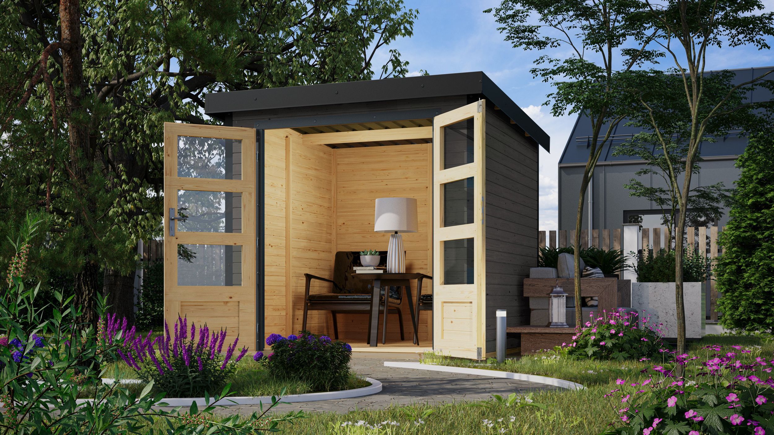 Foto van Karibu 93413 Jupiter 2 tuinhuis - terragrijs|antraciet