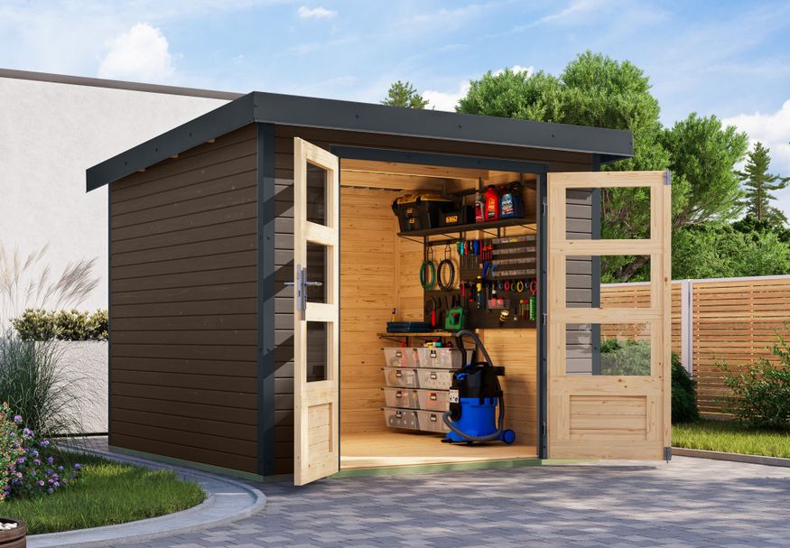 Foto van Karibu tuinhuis Jupiter 3.5 - Set B - terragrijs|antraciet (12305)