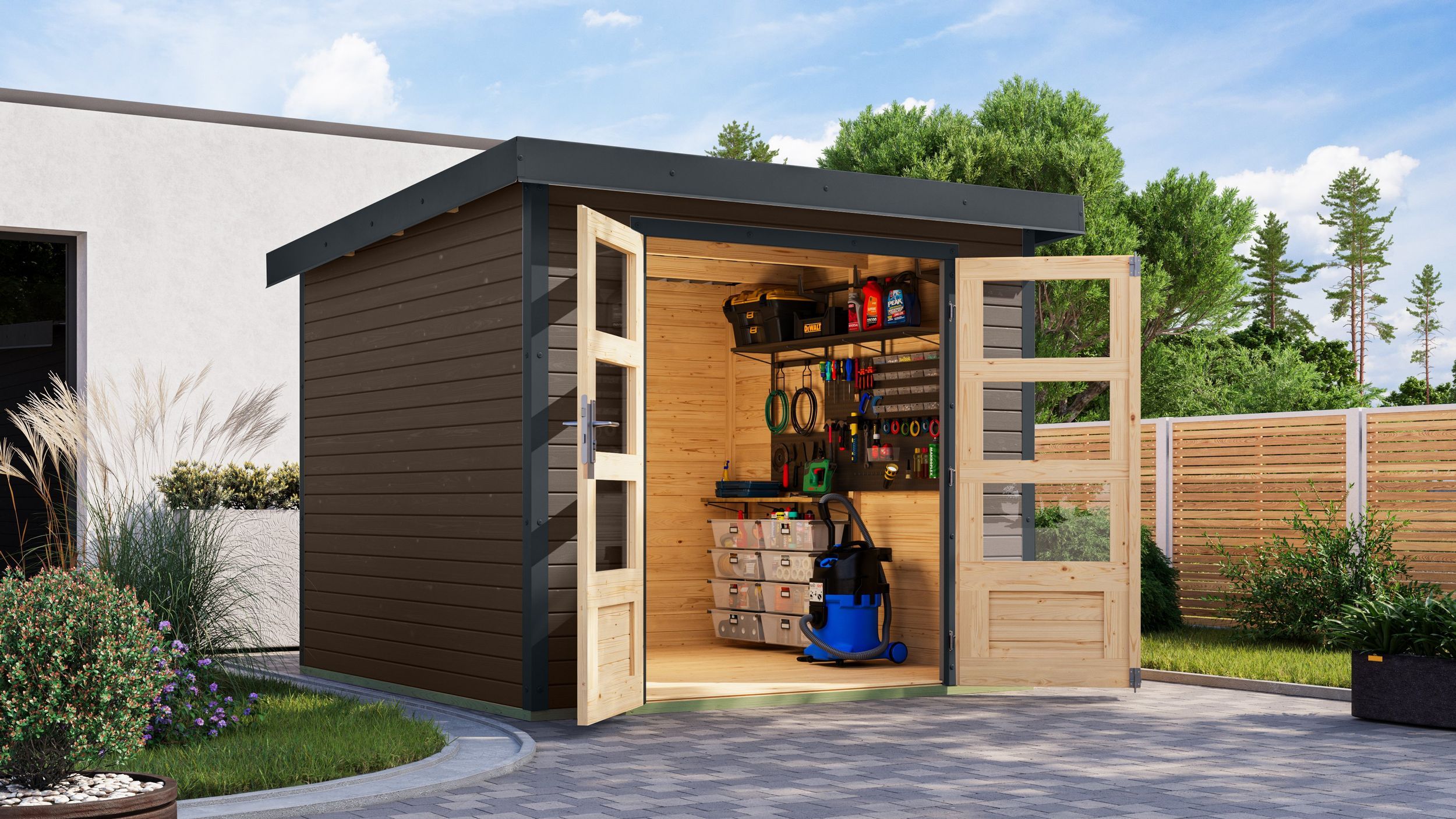 Foto van Karibu 12305 Jupiter 3.5 tuinhuis - terragrijs|antraciet