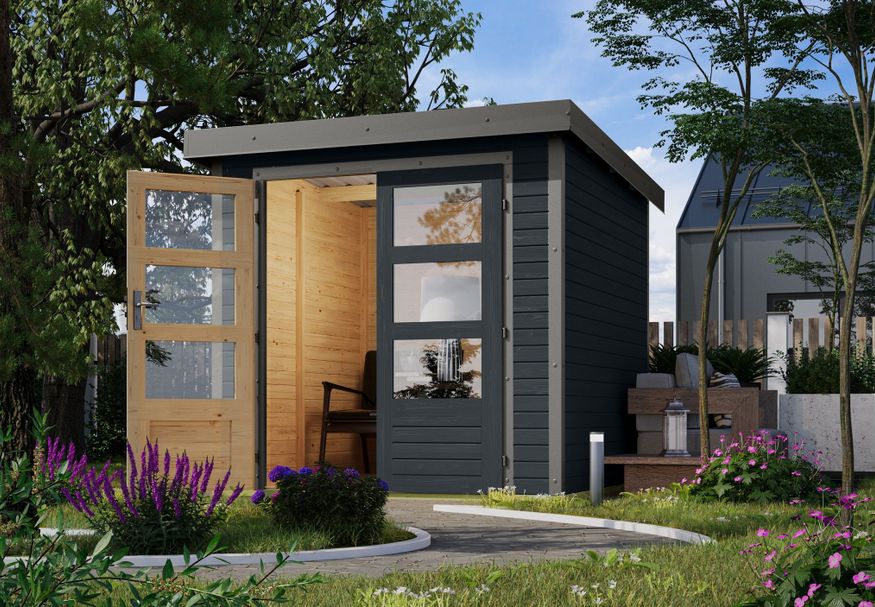 Karibu tuinhuis Jupiter 2 - Set C - antraciet|grijsaluminium (12286) Foto van Karibu tuinhuis Jupiter 2 - Set C - antraciet|grijsaluminium (12286)