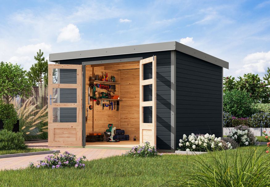 Karibu tuinhuis Jupiter 5 - Set C - antraciet|grijsaluminium (12333) Foto van Karibu tuinhuis Jupiter 5 - Set C - antraciet|grijsaluminium (12333)