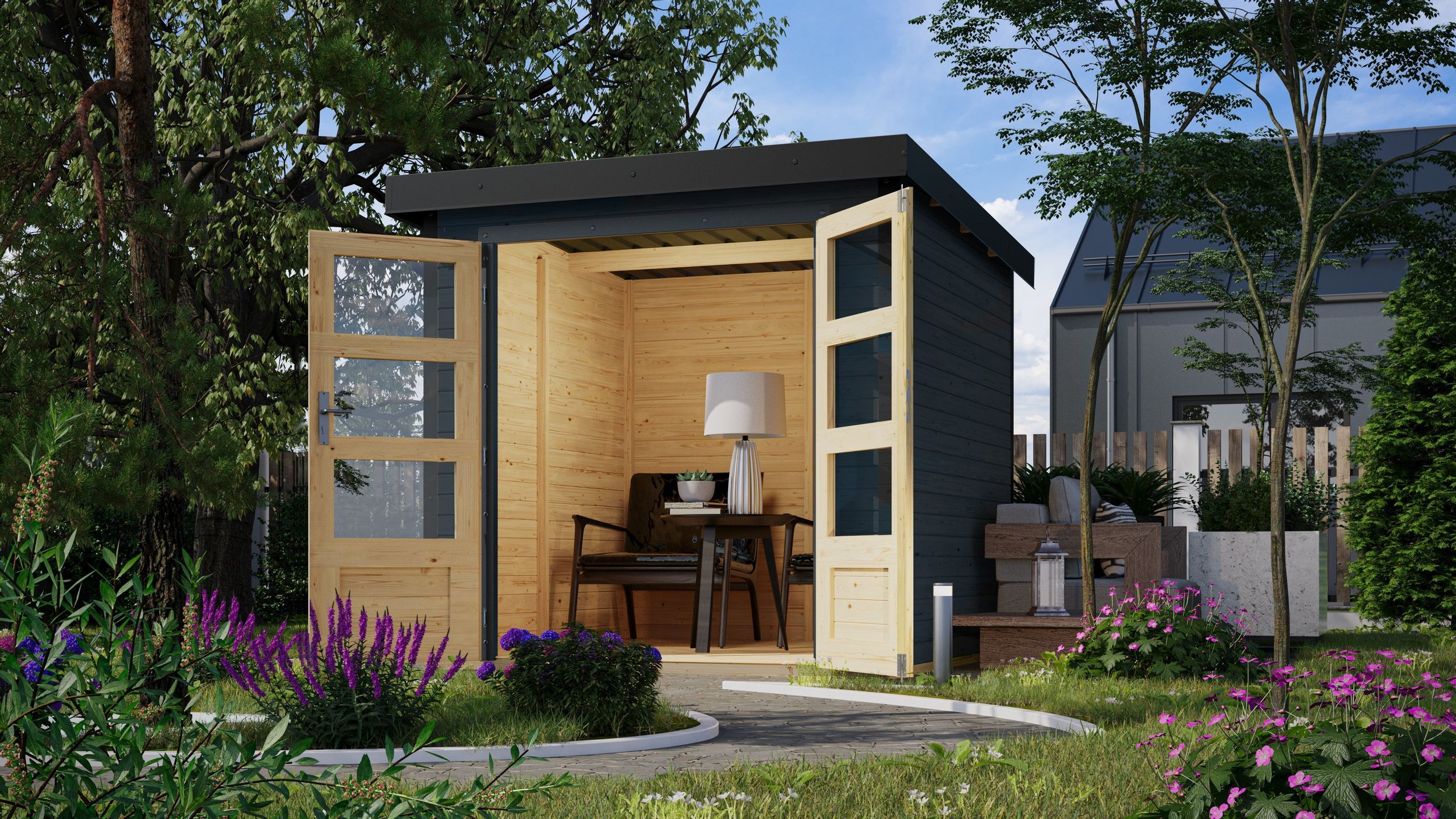 Foto van Karibu 93416 Jupiter 2 tuinhuis - antraciet|antraciet