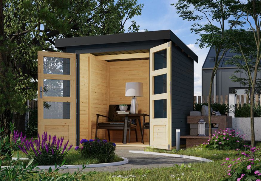 Karibu tuinhuis Jupiter 2 - Set C - antraciet|antraciet (93416) Foto van Karibu tuinhuis Jupiter 2 - Set C - antraciet|antraciet (93416)