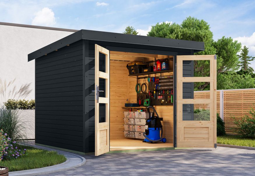 Foto van Karibu tuinhuis Jupiter 3.5 - Set C - antraciet|antraciet (12308)