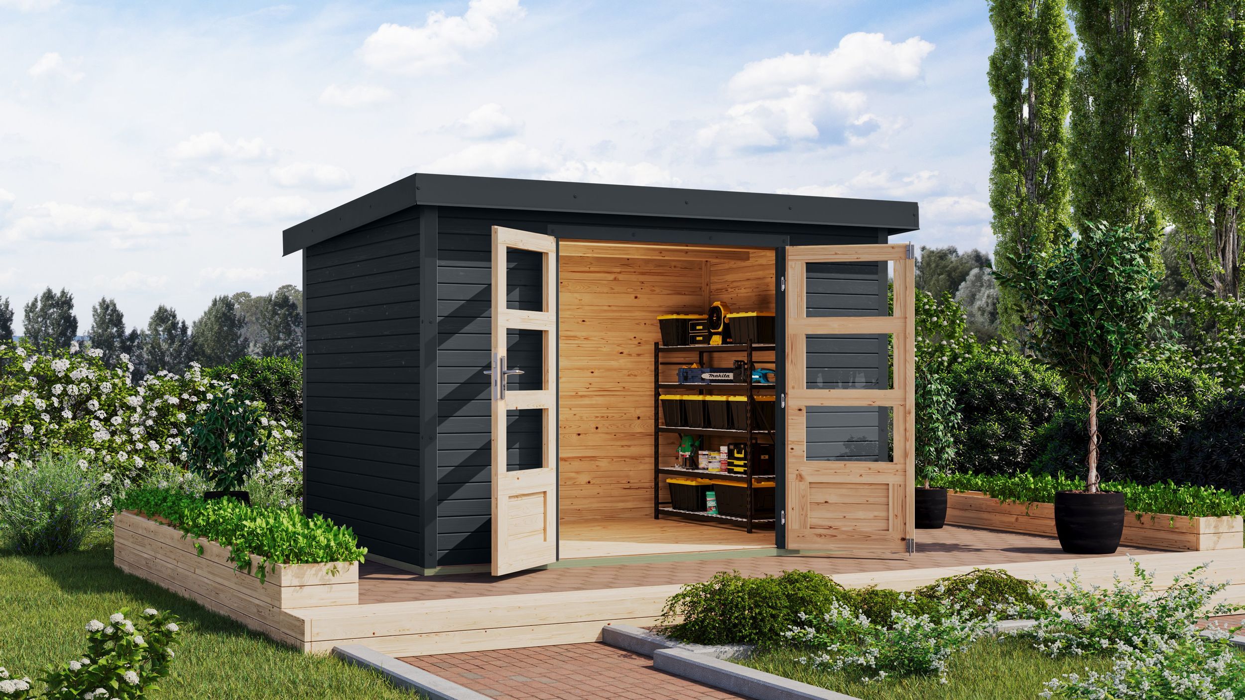 Foto van Karibu 12320 Jupiter 4 tuinhuis - antraciet|antraciet