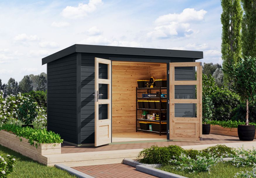 Karibu tuinhuis Jupiter 4 - Set C - antraciet|antraciet (12320) Foto van Karibu tuinhuis Jupiter 4 - Set C - antraciet|antraciet (12320)