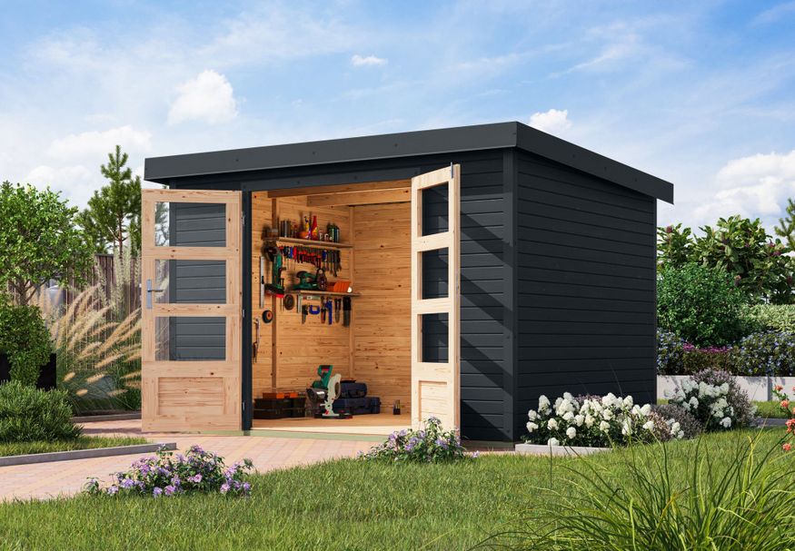 Foto van Karibu tuinhuis Jupiter 5 - Set C - antraciet|antraciet (12334)