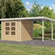 Foto van Karibu tuinhuis met overkapping Jupiter 3 - Set A - vuren|wit (12344)